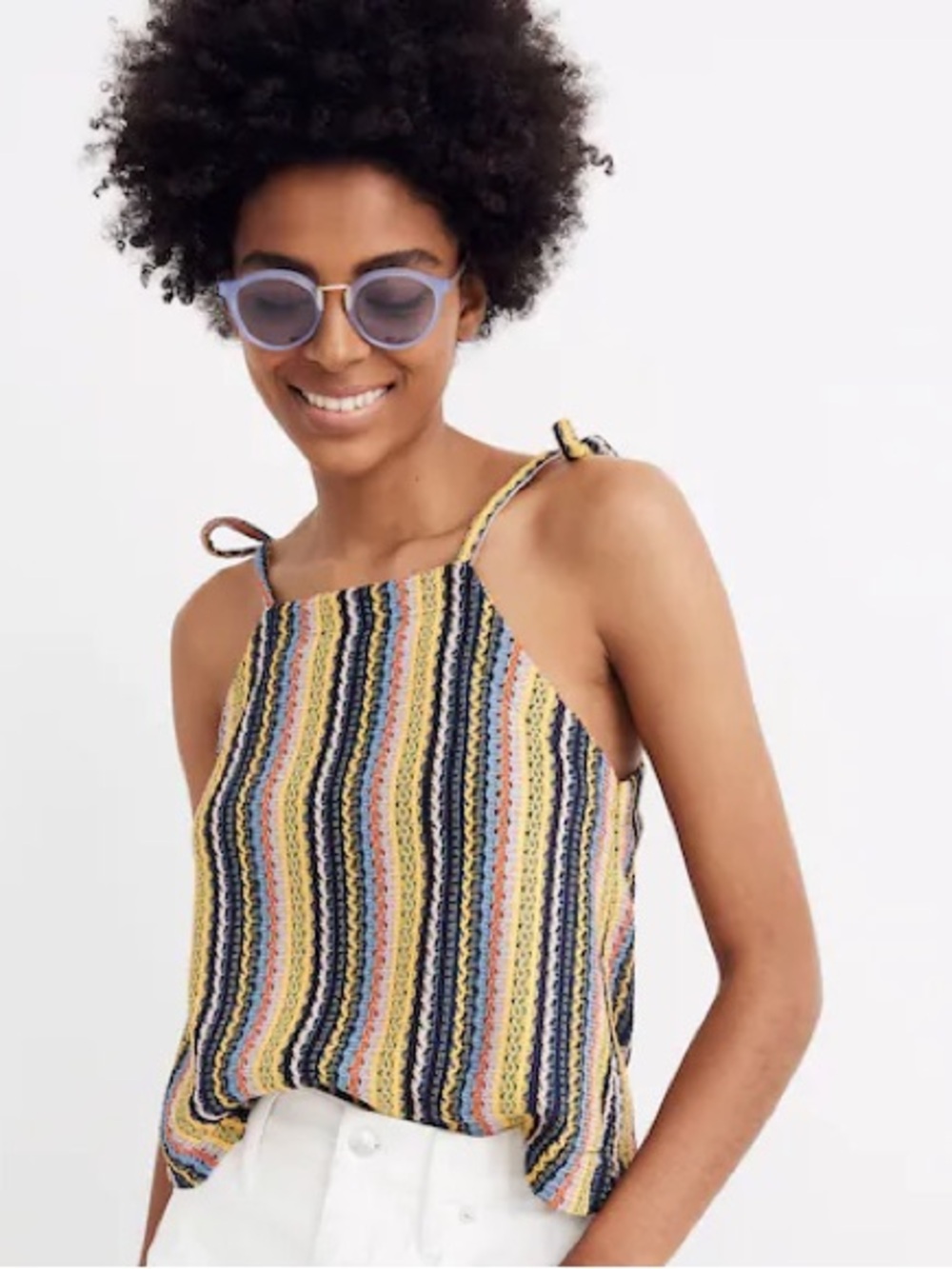 Madewell Texture & Thread Multicolor Tie Strap Top S